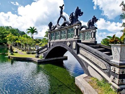 Maze of pools and fountains at Water Palace in Tirtagangga
